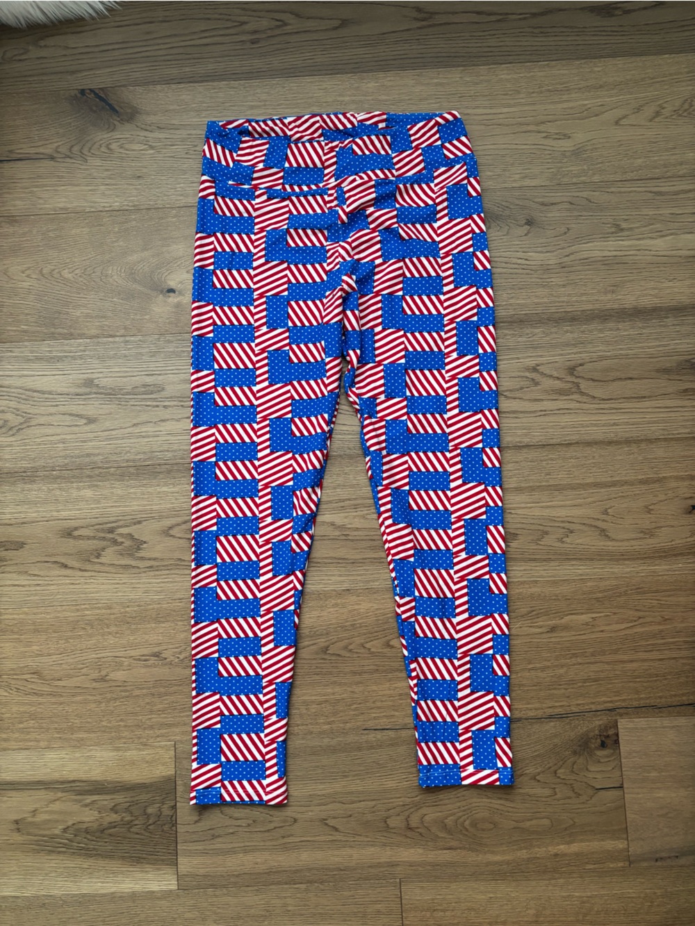 LuLaRoe Plus Size Leggings Red White and Blue Flag Print